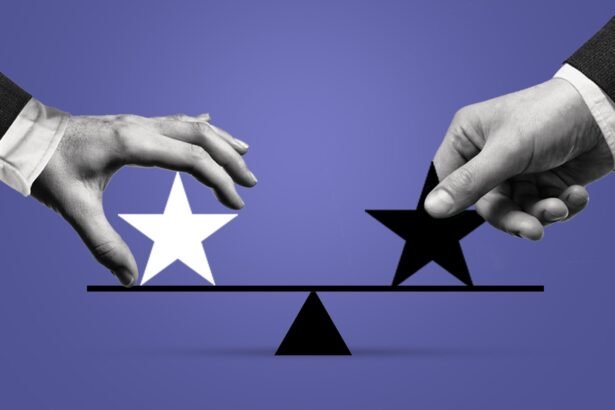 Two suited hands—one with the Puntland flag, the other with the Somaliland flag—reach toward opposing stars on a balancing scale, symbolizing the fragile negotiations between the two sides.