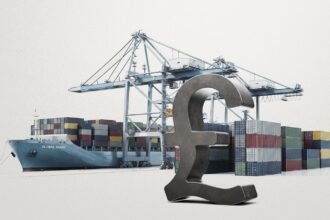 Container trucks and cranes crowded around Lagos’ Apapa and Tin Can Island ports, illustrating both congestion today and plans for a major UK backed modernisation