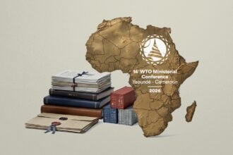 African trade and climate negotiators speaking during a side event at the WTO ministerial in Yaounde, discussing critical minerals and green trade rules
